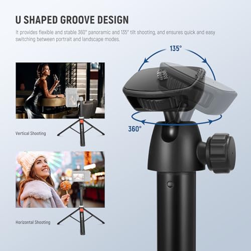 NEEWER Tripod for Cell Phone & Camera with Remote & Phone Holder Compatible with iPhone GoPro Canon Sony DSLR, 62.9" All Metal Portable Selfie Stick Travel Vlog Stand for Video Recording, TS05