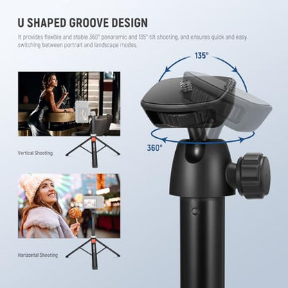 NEEWER Tripod for Cell Phone & Camera with Remote & Phone Holder Compatible with iPhone GoPro Canon Sony DSLR, 62.9" All Metal Portable Selfie Stick Travel Vlog Stand for Video Recording, TS05