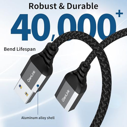 QianLink USB 3.0 Extension Cable (3.3FT), Nylon Braided USB Extender Compatible with Webcam, Camera, Phone, Hub, Mouse, Keyboard, Printer, Hard Drive, Headset (Gray)