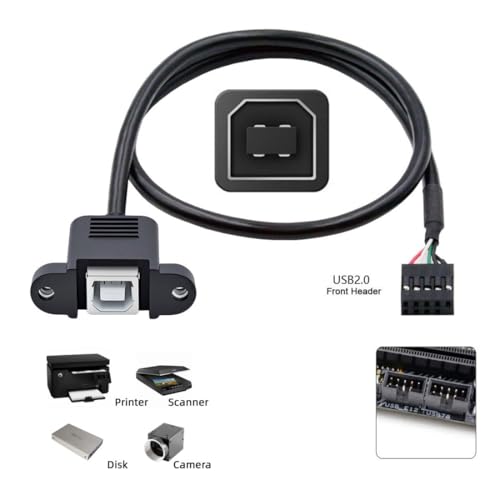 chenyang USB 2.0 Front Panel Header 9/10Pin Male to USB 2.0 Type-B Female Mainboard Header Port Extension Cable Adapter 1.64FT/0.5M - style: Type-B Female