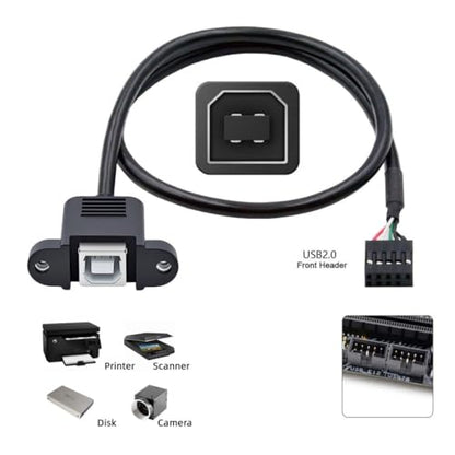chenyang USB 2.0 Front Panel Header 9/10Pin Male to USB 2.0 Type-B Female Mainboard Header Port Extension Cable Adapter 1.64FT/0.5M - style: Type-B Female