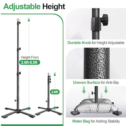 EMART Portable Backdrop Stand Kit with Foldable Cross Flat Base, Adjustable 8.5ft Height 10ft Width Pipe and Drape Background Hanging Frame Bar for Photography Party Wedding Birthday Photo Studio - size: 8.5x10FT