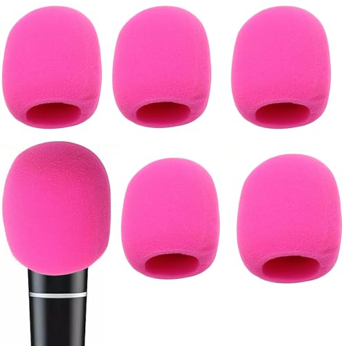 6 PCS Pink Thicken Ball-Type Sponge Foam Mic Cover Handheld Microphone Windscreen Shield Protection Micro Foam Filter for KTV Broadcasting - color: Pink