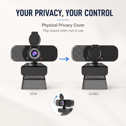 1080P Webcam with Microphone and Physical Privacy Cover, Noise Cancelling USB Web Camera, Auto Light Correction, Plug and Play, Wide Angle PC Camera for Zoom, Online Class, Laptop/Desktop - style: mirror plate-1080p