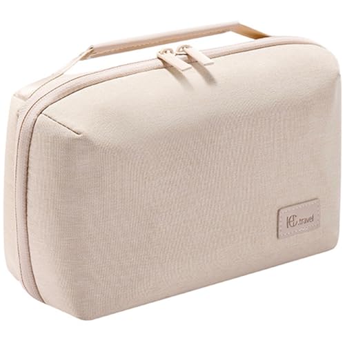 Kaxich Travel Electronics Organizer Pouch, Portable Cable Organizer Case | Waterproof Universal for Adapters Memory Cards, USB Cables (Beige) - color: Beige