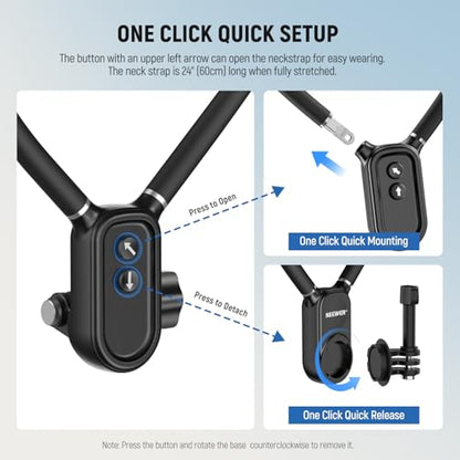 NEEWER Magnetic Neck Holder for Action Camera & Phone, Hands Free Tripod Chest Mount Compatible with GoPro DJI Insta360 Magsafe iPhone Android, Phone Holder for Video Recording POV Vlog, GP16 - style: GP-16(Black)