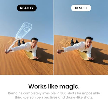 Insta360 Foldable 2-in-1 Selfie Stick Remote Kit with Invisible Stick, Built-in Tripod, Ideal for Vlogging, Hiking, Group Shots, Supports X5, X4 Air, X4, X3 Action Cameras