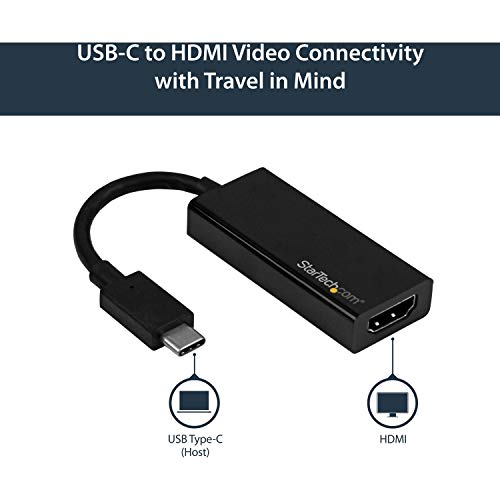 StarTech USB-C to HDMI Adapter Dongle, 4K 60Hz, DP Alt Mode, Reversible - color: Black, style: 4K 60Hz
