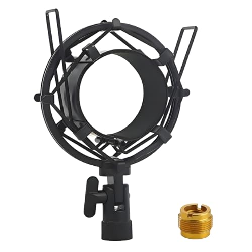 53-58mm Microphone Shock Mount Anti Vibration Mic Suspension Mount Aluminum Alloy Condenser Microphones Holder Clip with Metal Screw Adapter Isolation Absorber Studio - color: Black, size: For 53mm-58mm Diameter
