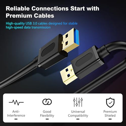 USB 3.0 Male to Male Cable 6Ft,USB to USB Cable with Gold-Plated Connector for Hard Drive Enclosures, DVD Player, Laptop Cooler (6Ft/1.8M) - size: 6 ft/1.8 m