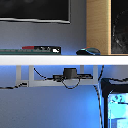 D-Line Under Desk Cable Management Tray, Cable Basket for Extension Blocks, Self-Adhesive or Screw-fix, Regain Wasted Space & Improve Appearance - Grey - color: Grey