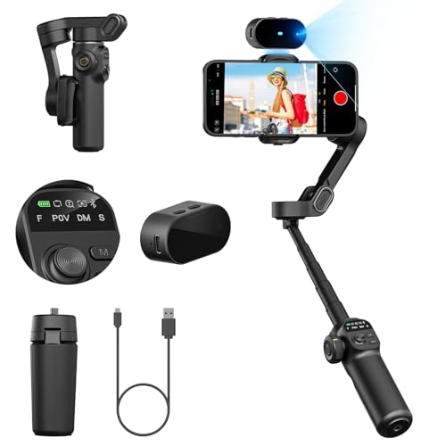 AOCHUAN Gimbal Stabilizer for Smartphone,NO APP Tracking,20CM Extension Rod,Face & Object Tracking stabilizer for iPhone & Android,3-Axis OLED Gimbal for Video Recording-AOCHUAN Smart X2AI Black - color: Black, size: X2 AI
