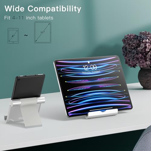 JETech Tablet Stand, Adjustable Portable Desktop Holder, Foldable Dock for iPad/iPad Pro/Air/Mini, Galaxy Tab A8/A7 Lite/A7/S8/S7, Kindle, Tab/Phones(4-11"), Sliver - color: Silver
