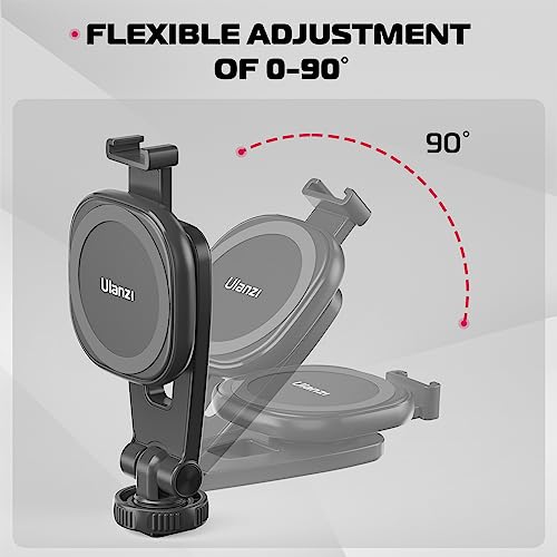 ULANZI Magnetic iPhone Tripod Mount MA23, Magnet Phone Holder Adapter Tripod Attachment Compatible with MagSafe Only for iPhone 12 13 14 15 16 Plus Pro Max All Series | Cold Shoe Mount for Tripod Attachment, Magnet Phone Holder w 360° Rotation 1/4'' Screw