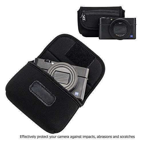 JJC Compact Camera Case Pouch for Sony RX100 VII Kodak Pixpro FZ45, Black | for Sony RX100 VI VA IV DSC-W830 Kodak Ektar H35N Canon SX620 SX610 SX720 ELPH 190 ELPH 180 & More Cameras, Neoprene Material - color: Black