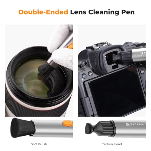 K&F Concept Multifunctional Lens Pen with Aluminum Alloy Pen Body, Carbon Head Camera Lens Brush for Canon, Nikon, Pentax, Sony Digital Camera Cleaning,AR VR Glasses Cleaning