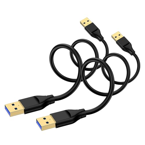 USB A to USB A Cable 3FT,2Pack USB 3.0 Male to Male Double End USB Cord High Speed Data Transfer Cable for External Hard Drive,DVD Player,Laptop Cooling Pad,Camera,Monitor,Sound Bar,Hub,KVM,Set Up Box - size: 3FT