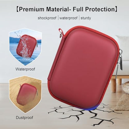 Elonbo Carrying Case for Canon PowerShot ELPH 360 HS A/ 360 HS/ 360/ IXY 650 Digital Camera, Canon PowerShot ELPH 330/190/160/115/130/110 Camera Hard Travel Bag, Mesh Pocket fits Battery Cable, Red - color: Red