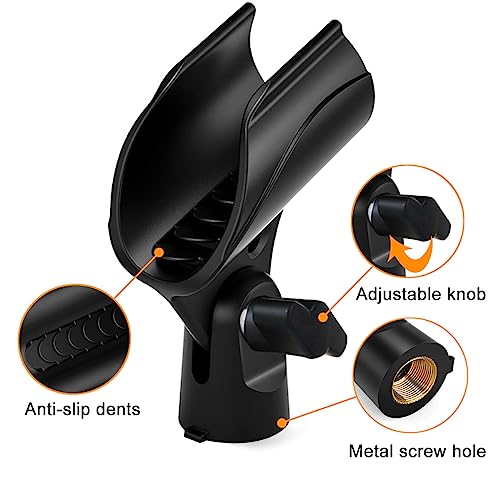 4 Pcs Universal Microphone Clip, Adjustable Mic Clip Holder for Mic Stand，Come with 5/8" Male to 3/8" Female Screw Adapter - size: 4_Pack