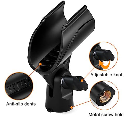 4 Pcs Universal Microphone Clip, Adjustable Mic Clip Holder for Mic Stand，Come with 5/8" Male to 3/8" Female Screw Adapter - size: 4_Pack
