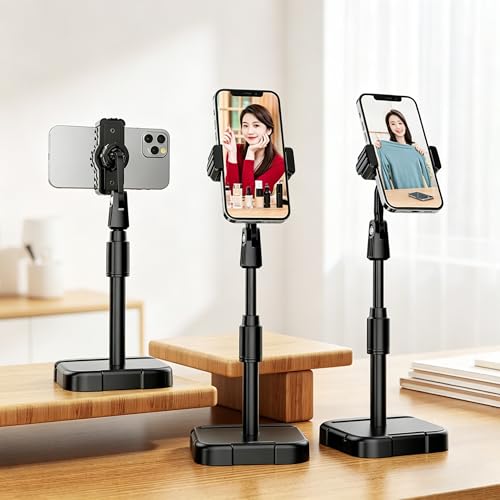 1pc Black Adjustable Height Angle Phone Stand, Ergonomic Desktop Phone Holder, Multi-Angle Lift Phone Mount for Office Work from Home Desk Accessories