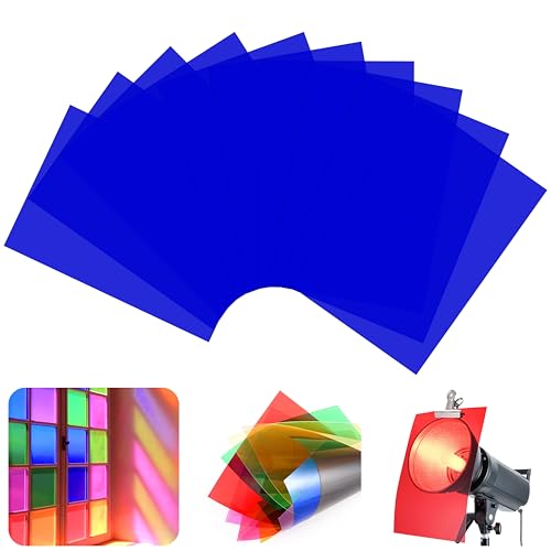 10 Pack Gel Light Filter Sheets, A4 Size Transparency Colored Plastic Sheets,Light Gel Filters for Photography Studio Lighting, Stage LED Lights,Headlight Film (Dark Blue) - color: Dark Blue