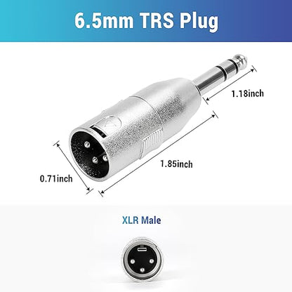 1/4" TRS XLR Adapter 2 Pack, 6.35mm 1/4" Male to XLR Connector - color: TRS 6.35mm Male to XLR Male, size: 2 Pack