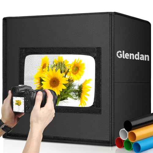 Glendan Light Box Photography, Portable Photo Studio Light Box, 16" x 16" Professional Dimmable Shooting Tent Kit with 216 LED Table Top Light & 6 Backdrops Photo Box for Product Photography - size: 16*16 Inch