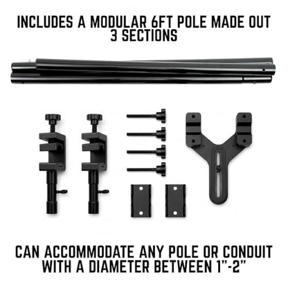 Glide Gear OH 75 Overhead Mount – DSLR, Smartphone – 6ft Adjustable Pole, Top-Down Rig, 15lb Capacity, Aluminum Build - size: OH 75: 6 feet Configuration