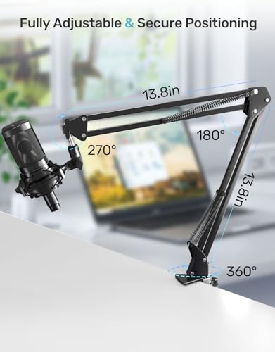 Mic Boom Arm Stand [MAX 3.3lbs ] Heavy Duty Microphone Holder Desk Mics Scissor Mount Streaming Accessories for Blue Yeti HyperX QuadCast S SoloCast snowball Fifine K669B AT2020 - Medium - size: Microphone Boom Arm Stand for Multiple Models