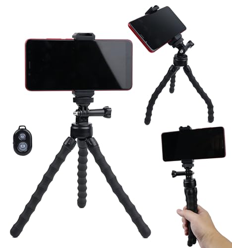 Portable and Flexible Phone Tripod Stand with Wireless Remote, Travle Tripod Compatible with iPhone 17 16 15,Android for Video Recording, Travle, Vlogging Selfie