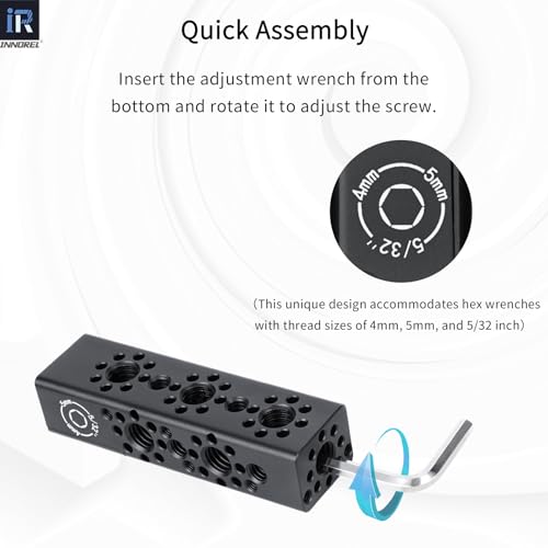 INNOREL CB3 CNC Aluminum Alloy Multi-Function Cheese Handle, Cheese Grip Extension Bar, Featuring 3/8" and 1/4" Arri Locating Holes for Camera Cage Frames, Cheese Plates, Any 3/8" Threaded Point - size: CB3