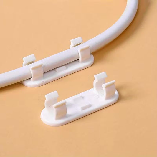 50pcs Adjustable Cable Clips - Sticky Wire Organizers for TV, PC & Ethernet Cords Under Desk & Wall Cord Management, Durable Plastic Adhesive Mounting, Damage-Free Removal for Home Office Organization