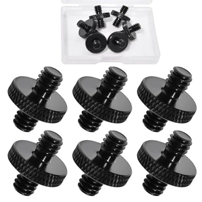 SPEEDWOX 6pcs 1/4" Male to 1/4" Male Tripod Screw Adapter Standard Camera Cage Mount Threaded Light Stand Screw Double Head Stud Standard Mounting Thread Converter for Camera Mount Rig Tripod