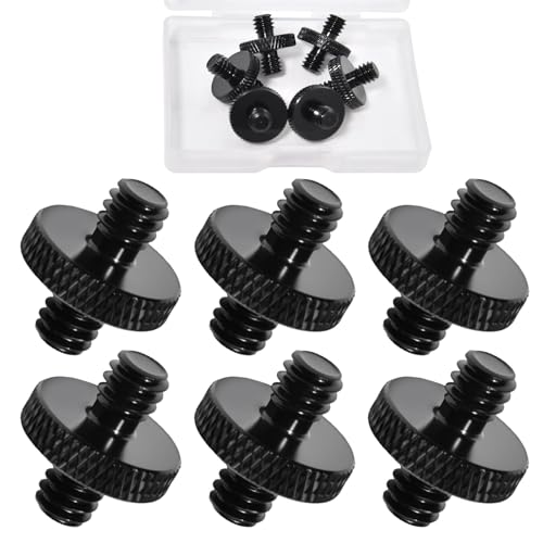 SPEEDWOX 6pcs 1/4" Male to 1/4" Male Tripod Screw Adapter Standard Camera Cage Mount Threaded Light Stand Screw Double Head Stud Standard Mounting Thread Converter for Camera Mount Rig Tripod