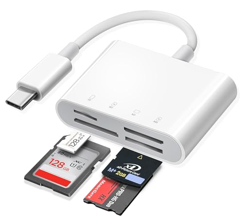 USB C SD Card Reader for iPhone 15 16/iPad/MacBook/Mac, xdgeLoad 4 Slots Type C Reader Supports SD/Micro SD/MS/XD-Picture (xD) Cards, Trail Camera Card Adapter Plug and Play - size: 4 Slots