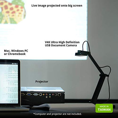 IPEVO V4K Ultra High Definition 8MP USB Document Camera — Mac OS, Windows, Chromebook Compatible for Live Demo, Web Conferencing, Distance Learning, Remote Teaching, Green - size: 8 Megapixel