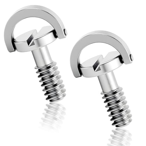 2 Pcs 1/4"-20 Thread D-Ring Camera Fixing Screws, Stainless Steel Tripod Screw Camera Mount Screws for Cameras Camcorder Tripod Gimbals Quick Release Plate