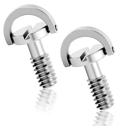 2 Pcs 1/4"-20 Thread D-Ring Camera Fixing Screws, Stainless Steel Tripod Screw Camera Mount Screws for Cameras Camcorder Tripod Gimbals Quick Release Plate