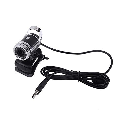 Webcam Camera, USB 2.0 12M Pixels Clip-on Webcam PC Camera with 360° Rotating Stand and Built-in Microphone for Desktop or Laptop (Silver)