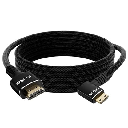 Right Angle 8K Mini HDMI to HDMI Cable 4FT, Bidirectional, Braided, 8K@60Hz, 4K@120Hz, Compatible with Camera, Camcorder, Portable Monitor, Laptop, Tablet, Graphics Card, Raspberry Pi Zero -Bend Left - size: 4FT, style: Left Right Angle