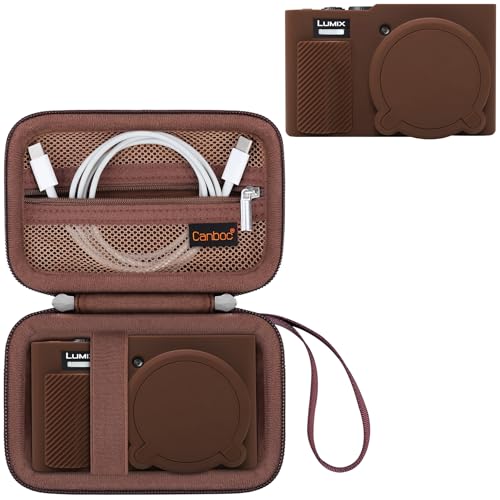 Canboc Case for Panasonic LUMIX ZS99 Point and Shoot Camera, Hard Carrying Case + ZS99/ TZ99 Soft Silicone Protective Cover with Removable Lens Cover, Brown (Case Only) - color: Brown