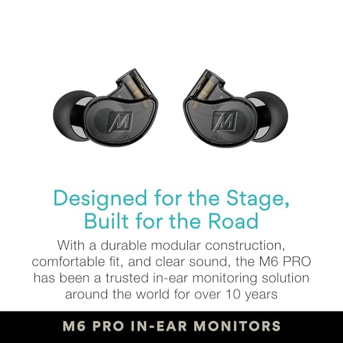 MEE audio M6 PRO Musicians' In-Ear Monitors Wired + Wireless Combo Pack: Includes IEMs, 2 Audio Cables and BT3 Hi-Res Bluetooth Audio Adapter w/aptX, LDAC, Auracast Support, & Built-In Headset (Black) - color: Black, style: IEMs + Bluetooth Adapter