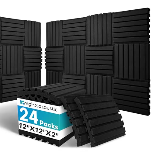 24Packs Curved Sound Proof Foam Panels for Walls, 2" Acoustic Panels Sound Absorbing Dampening, Soundproofing Noise Reducing Cancelling Treatments for Home Office Recoding Studio Decor, 2x12x12" Black - size: Upgraded Curved 5024Packs