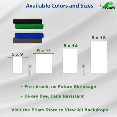 Prism 100% Cotton Extra Thick Professional Video Blue Screen Backdrop 9x11 ft, Brushed for Low Light Reflectance and Bleed Through, Sustainable Organic Cotton Muslin with No Microplastic Shedding - color: Blue 9x11ft