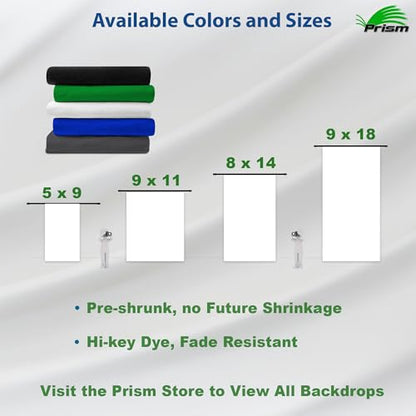 Prism 100% Cotton Extra Thick Professional Video Green Screen Backdrop 9x18 ft, Brushed for Low Light Reflectance and Bleed Through, Sustainable Organic Cotton Muslin with No Microplastic Shedding - color: Green 9x18ft