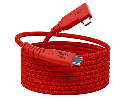 GeoHN.G USB C Tethering Cable 16.5FT, Right Angle USB4 Video Cable with PD 240W, 4K@60Hz 20Gbps Link Cord for Fast Transfer and Connection Between Camera and Computer-Sony/Canon/Nikon/MacBook - size: 16.5FT