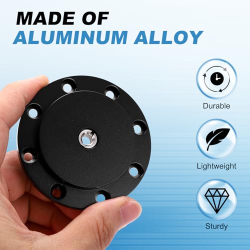 PATIKIL 3/8" Thread Tripod Adapter Holder 50mm Dia, Aluminum Alloy Flange Wall Mount Tripod Mount Plate with 1/4" Adapter Screws for Magic Arm Light Flash DSLR Camera - size: 3/8" x 70mm