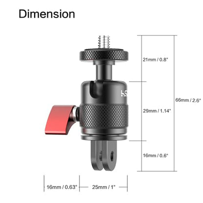 HSU Vertical Mount for GoPro, Aluminum 90 Degree Direction Adapter, 1/4"-20 Screw Tripod Mount for GoPro Hero 13/12/11/10/9/8/Insta360 X5/X4/X3, DJI Osmo Action 5/4/3 AKASO Action Camera and More