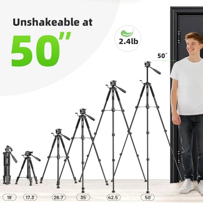 Huepar Tripod 50-inch Extendable Height Tripod Use with Laser Level, Point Lasers, Lazer Distance Measures, 1/4" and 5/8" Thread Mount for for Varieties Tools, Outdoor and Indoor T13A - size: 50-Inch